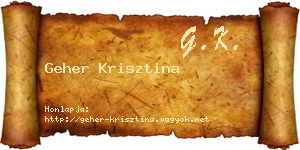 Geher Krisztina névjegykártya